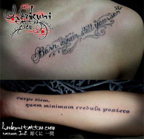 Lettering and Script Tattoos Foreign Language Word Tattoos For Men and